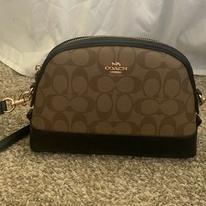 Tan & Black Coach Crossbody Purse